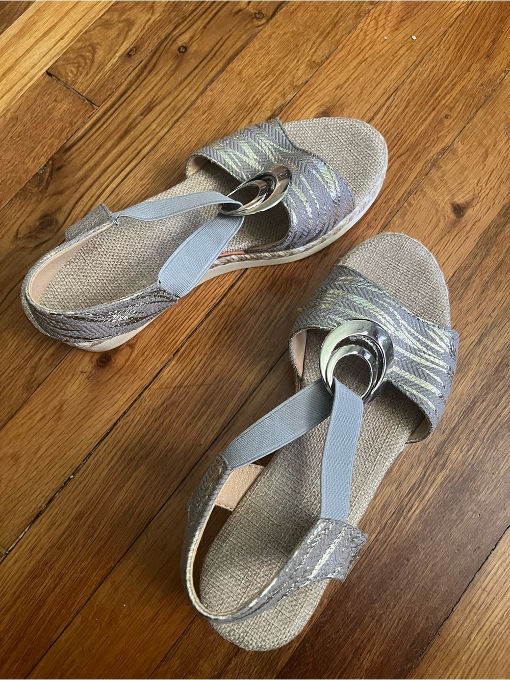SHEIN Silver Gray Slingback Sandals with Double Ring Accent